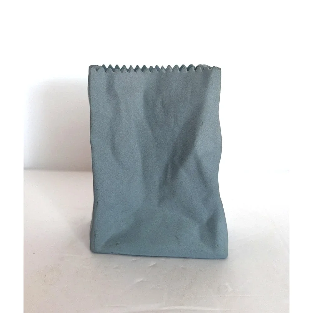 Rosenthal Grey Paper Bag Vase Tutenvase Tapio Wirkkala Design Germany 4.25